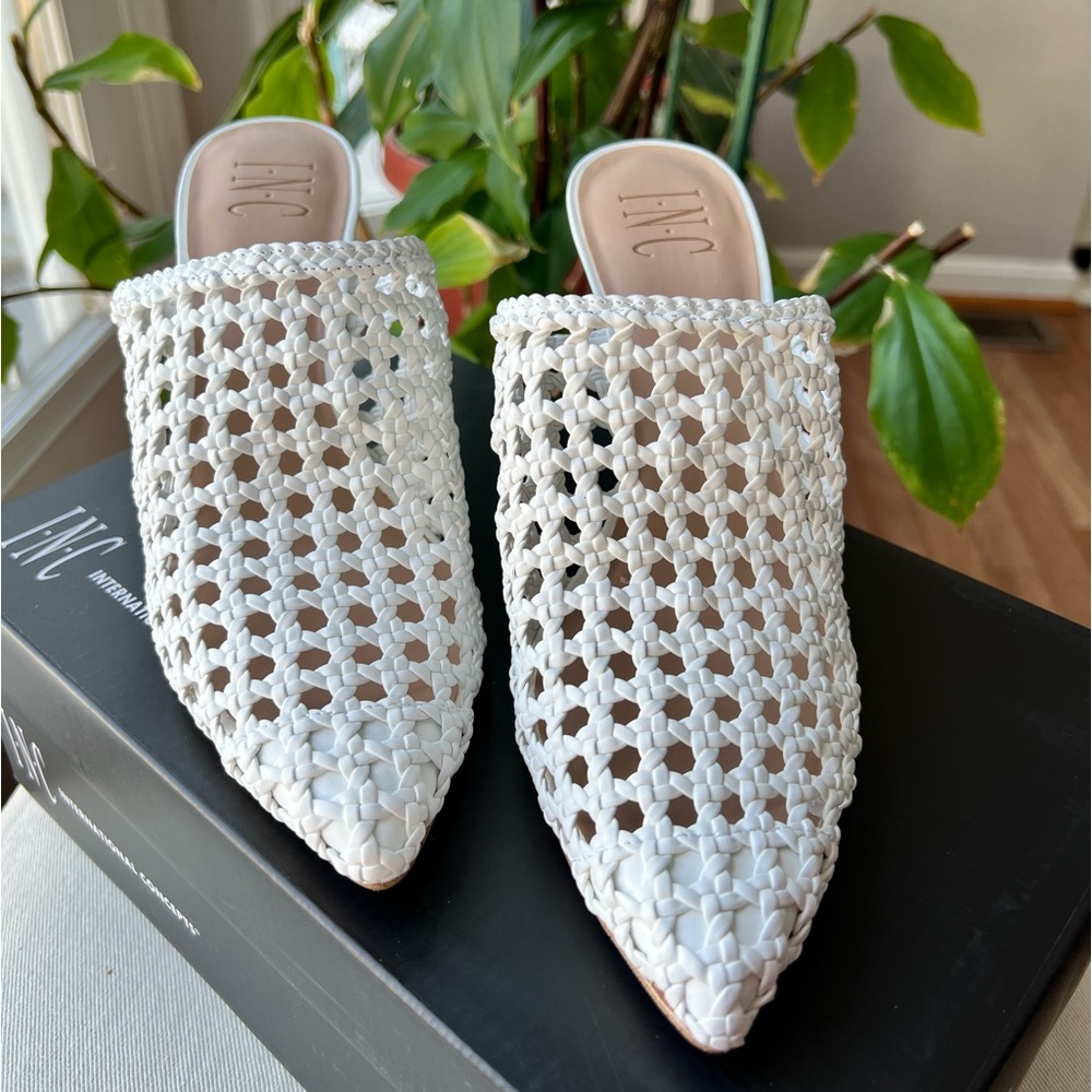 INC White Slip-on Heeled Stiletto Mules - New
